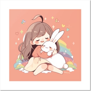 girl rabbit Posters and Art